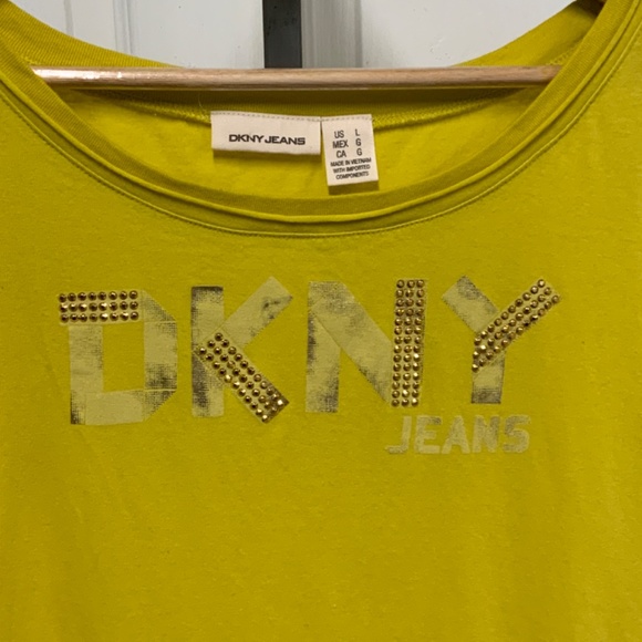 DKNY Yellow Tee with Embellished Logo - Picture 6 of 7